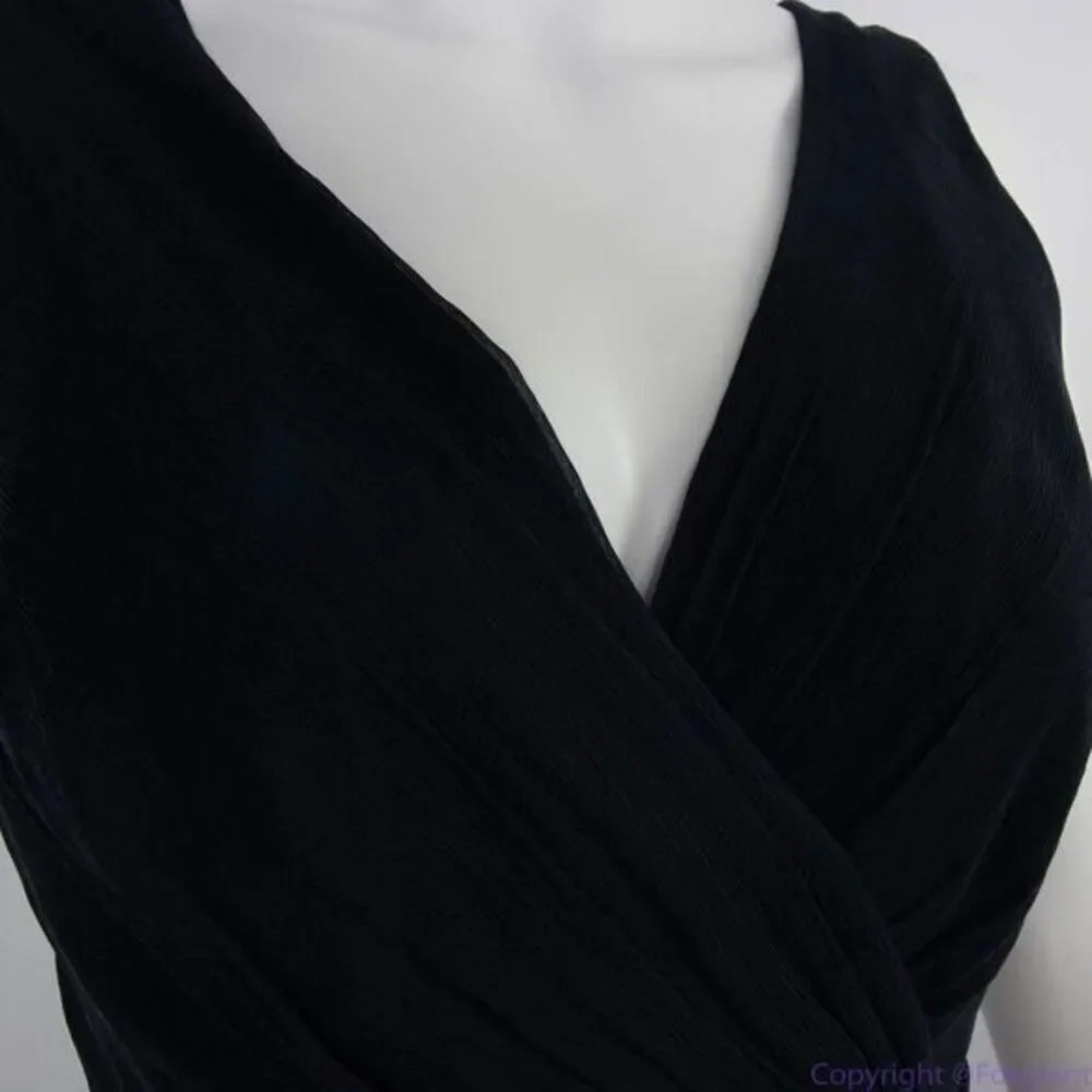 Jcrew 100% silk asymmetric hem V neck navy blue midi dress, size 2‎